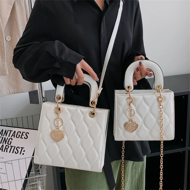 Women's Medium Pu Leather Lingge Fashion Square Zipper Crossbody Bag