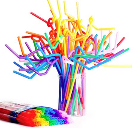 Disposable Plastic Color Straw 100pcs