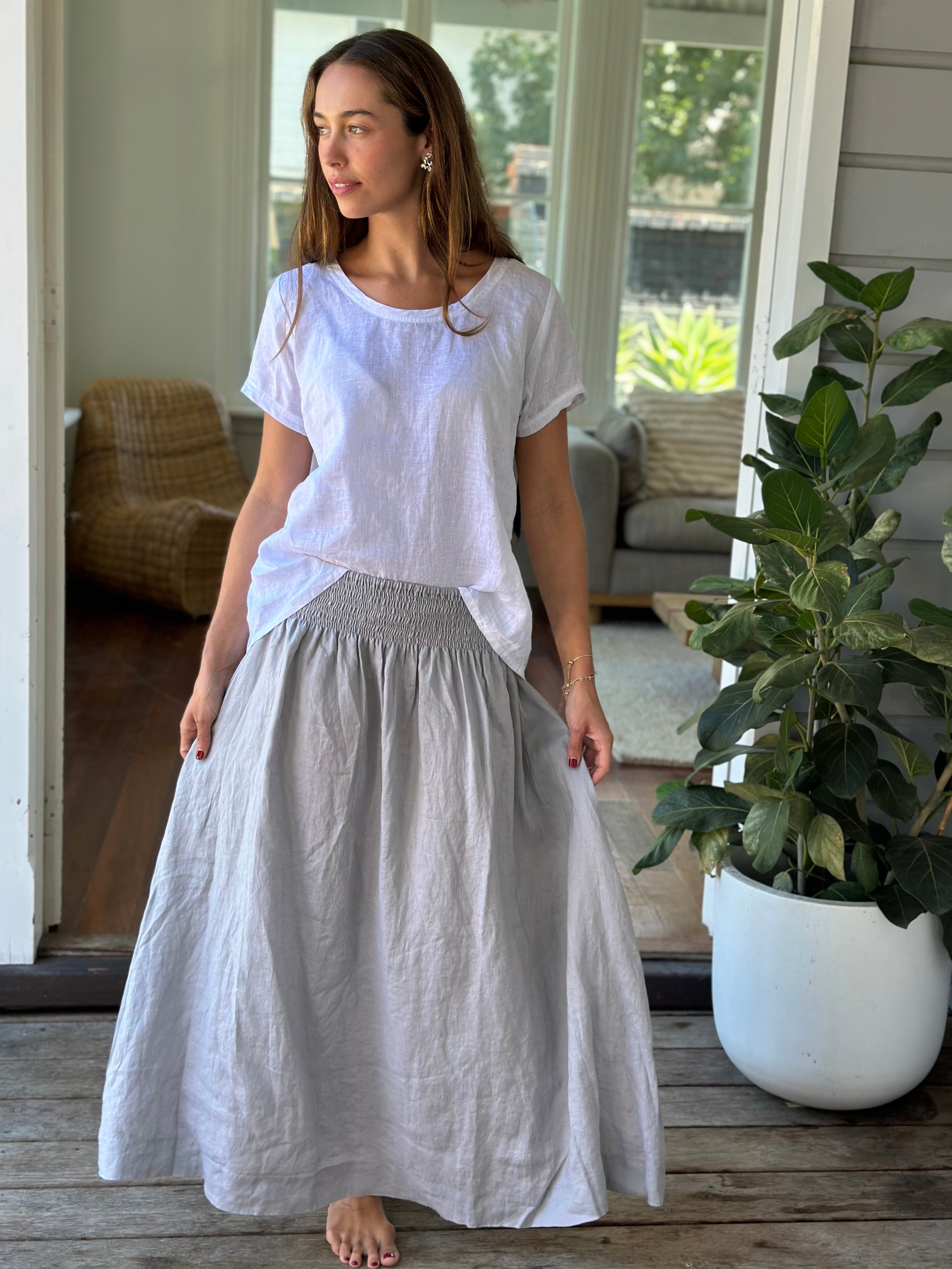 lulu skirt - soft grey linen