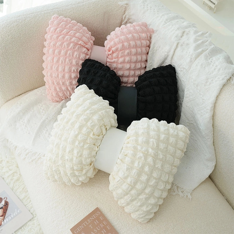Sweet Solid Color Bow Knot Plush Throw Pillow Couch & Sofa Decor