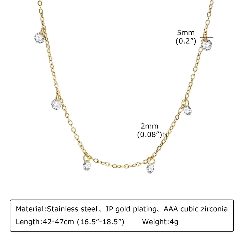 Minimalist Geometric 201 Stainless Steel Zircon 18K Gold Plated Plating Stainless Steel Necklaces
