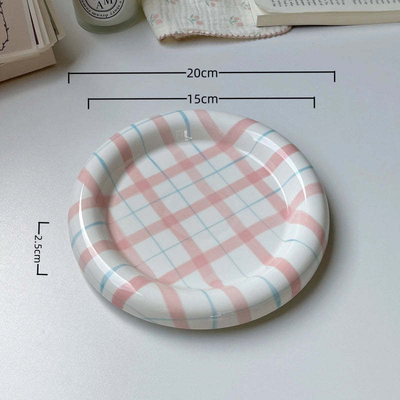 Cute Lattice Porcelain Plate 1 Piece