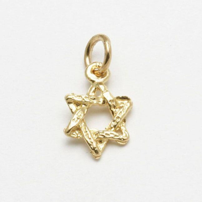 Tiny 14k Gold or White Gold Rustic Star of David Pendant