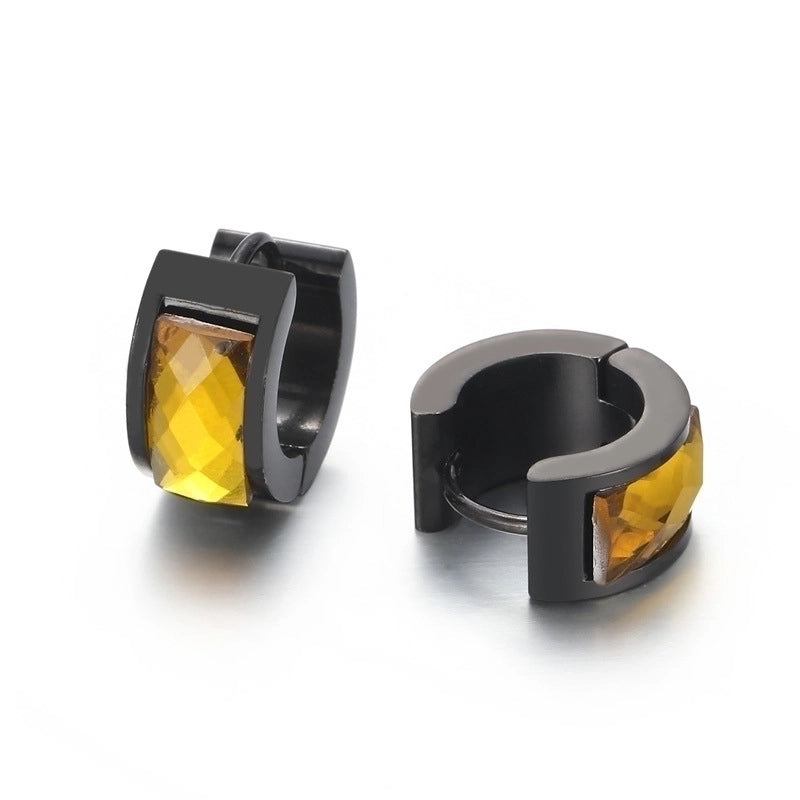 1 Pair Minimalist U Shape Plating Inlay Titanium Steel Glass 18K Gold Plated Earrings