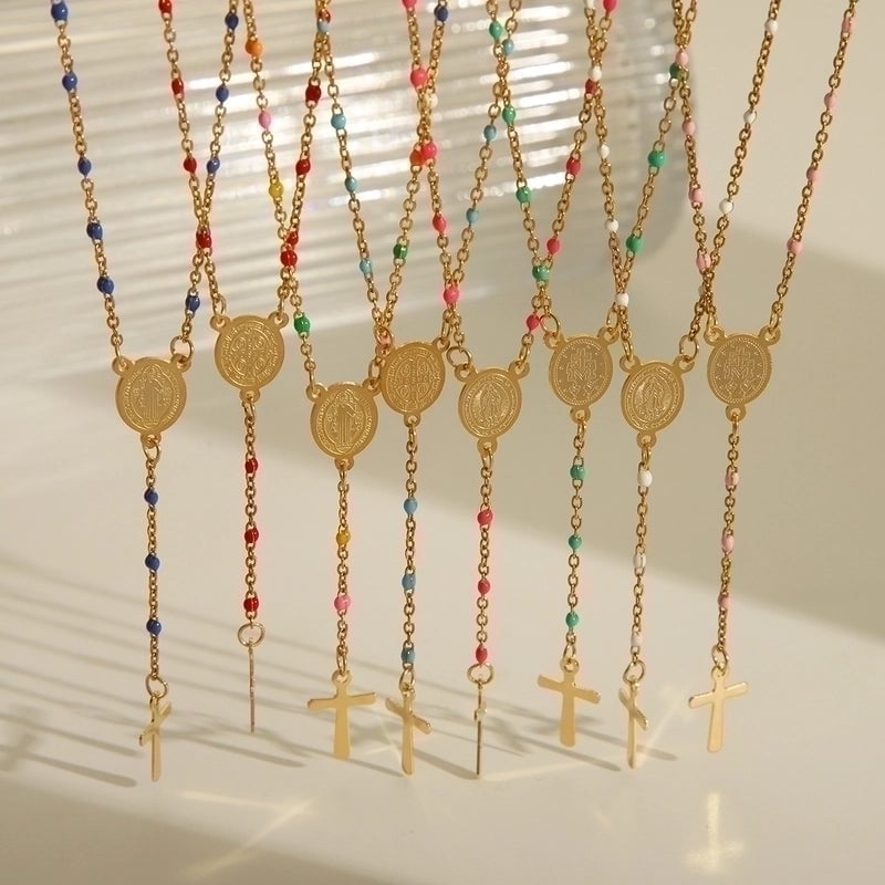 3 Pieces Elegant Ethnic Style Portrait Stainless Steel 203L 18K Gold Plated Enamel Necklace