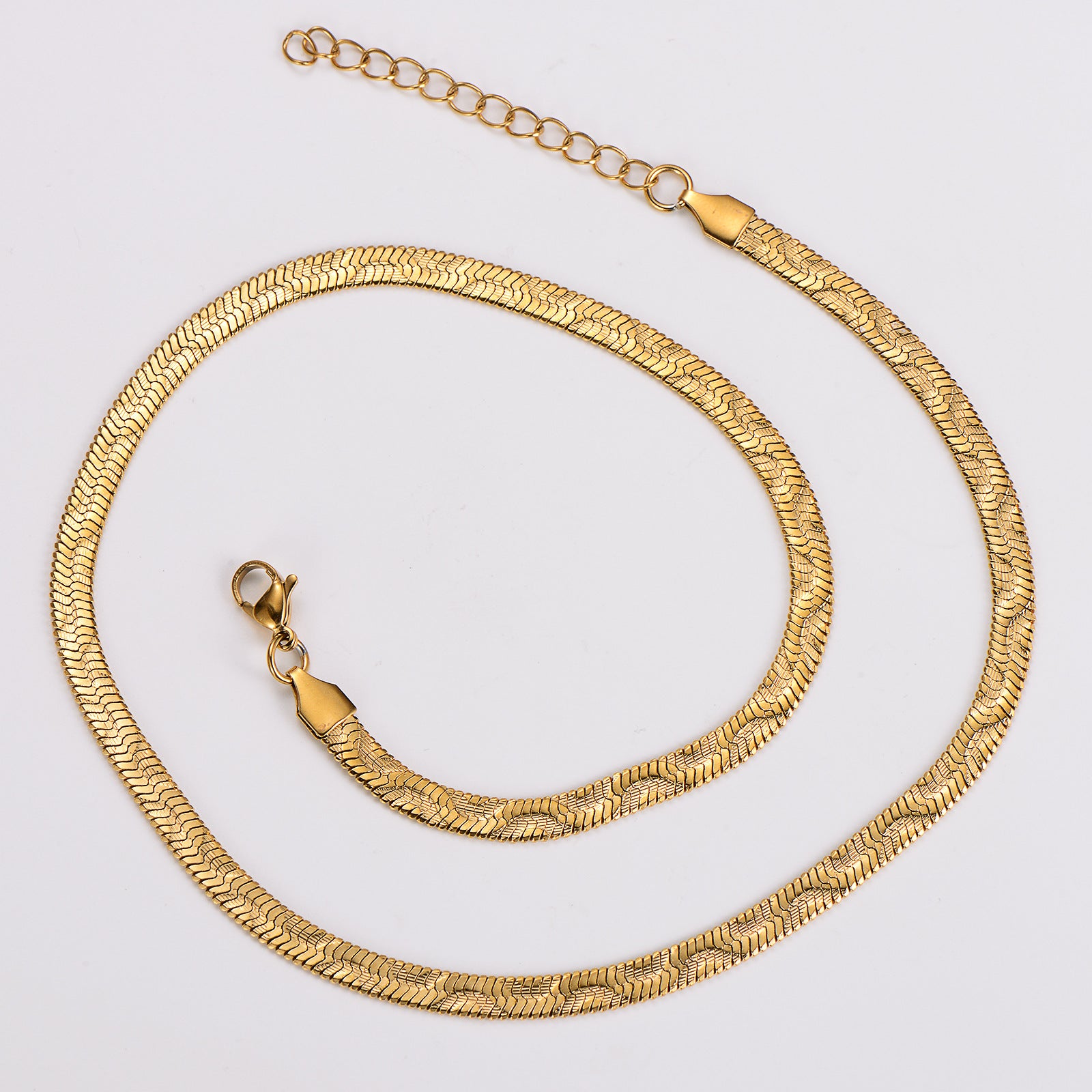 Aml Stainless Steel Batch Pattern Blade Sweater Chain Simple Ladies Clavicle Chain Fashion Flat Snake Stainless Steel