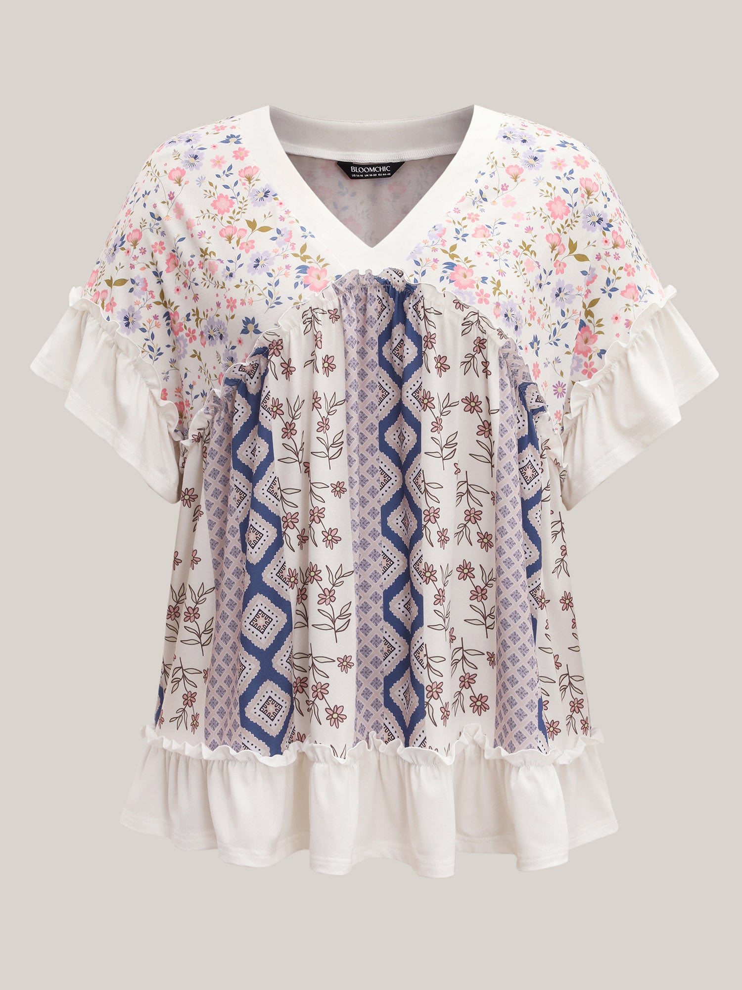 Floral Collage Print Knit Top