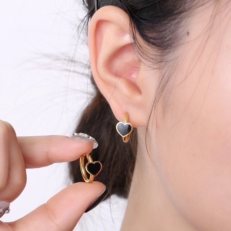 1 Pair Modern Style Minimalist Heart Shape Plating Stainless Steel 18K Gold Plated Hoop Earrings