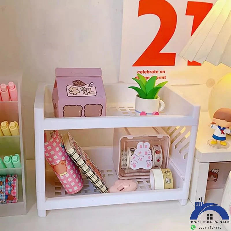 Double Layer Foldable Plastic Storage Rack