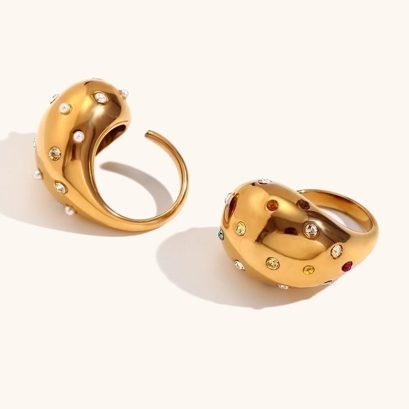 Retro Lady Geometric Stainless Steel Plating Inlay Zircon Open Rings