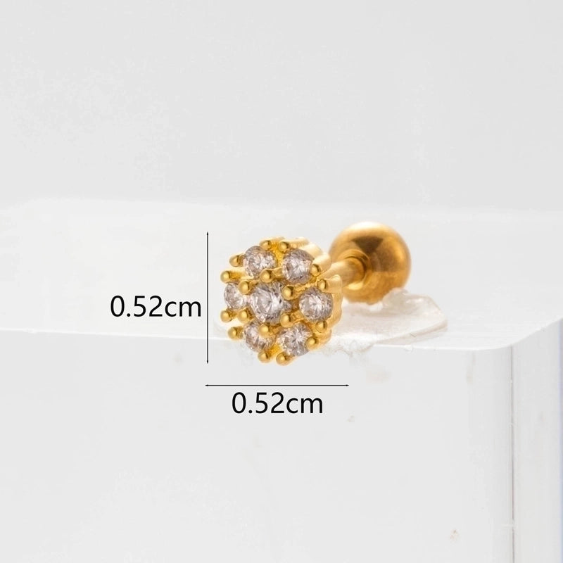 Ear Cartilage Rings & Studs Flower 316L Stainless Steel  Copper Inlaid Zircon