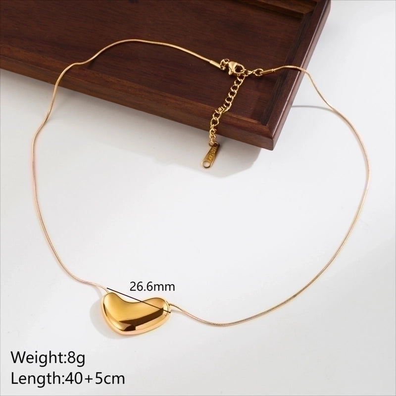 Minimalist Geometric Round Heart Shape 304 Stainless Steel 18K Gold Plated Plating Stainless Steel Necklaces