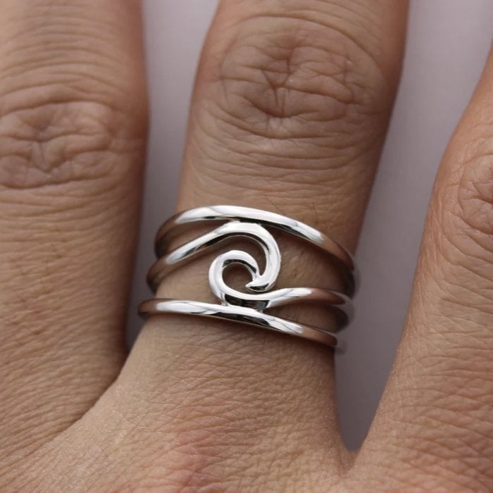 🔥Promotion 49% OFF- 🌊Silver Waves Ring - ''Happiness Comes In Waves''💖