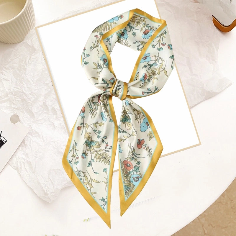 Women's Minimalist Color Block Polyester Printing Silk Scarf