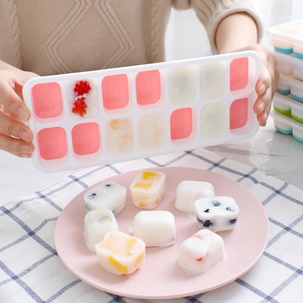 14 Grids Ice Cube Trays Molds Easy-Release Silicone Flexible Ice Cube Maker Square