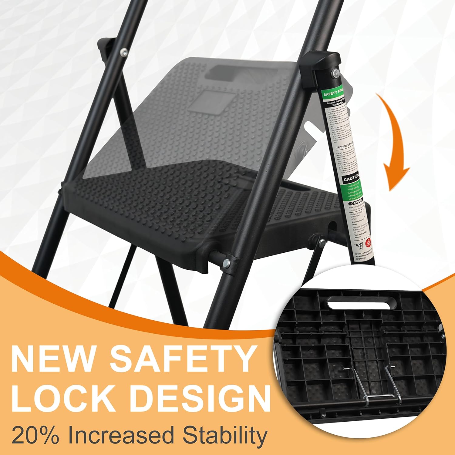 Protable Steel Folding Stool with Wide Anti-Slip Pedal