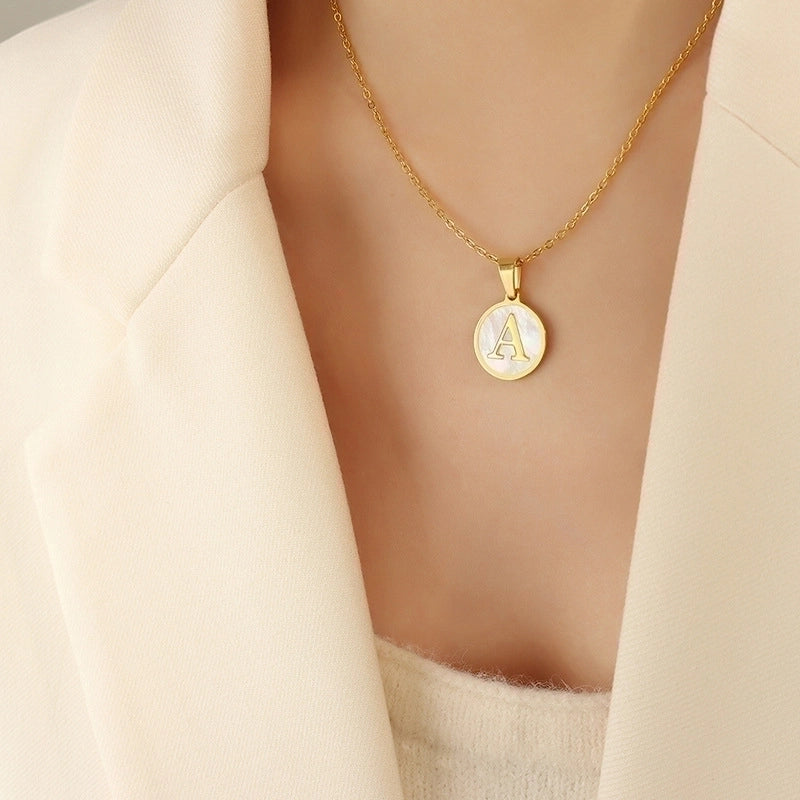 Fashion Letter 304 Stainless Steel Shell 18K Gold Plated Plating Pendant Necklace