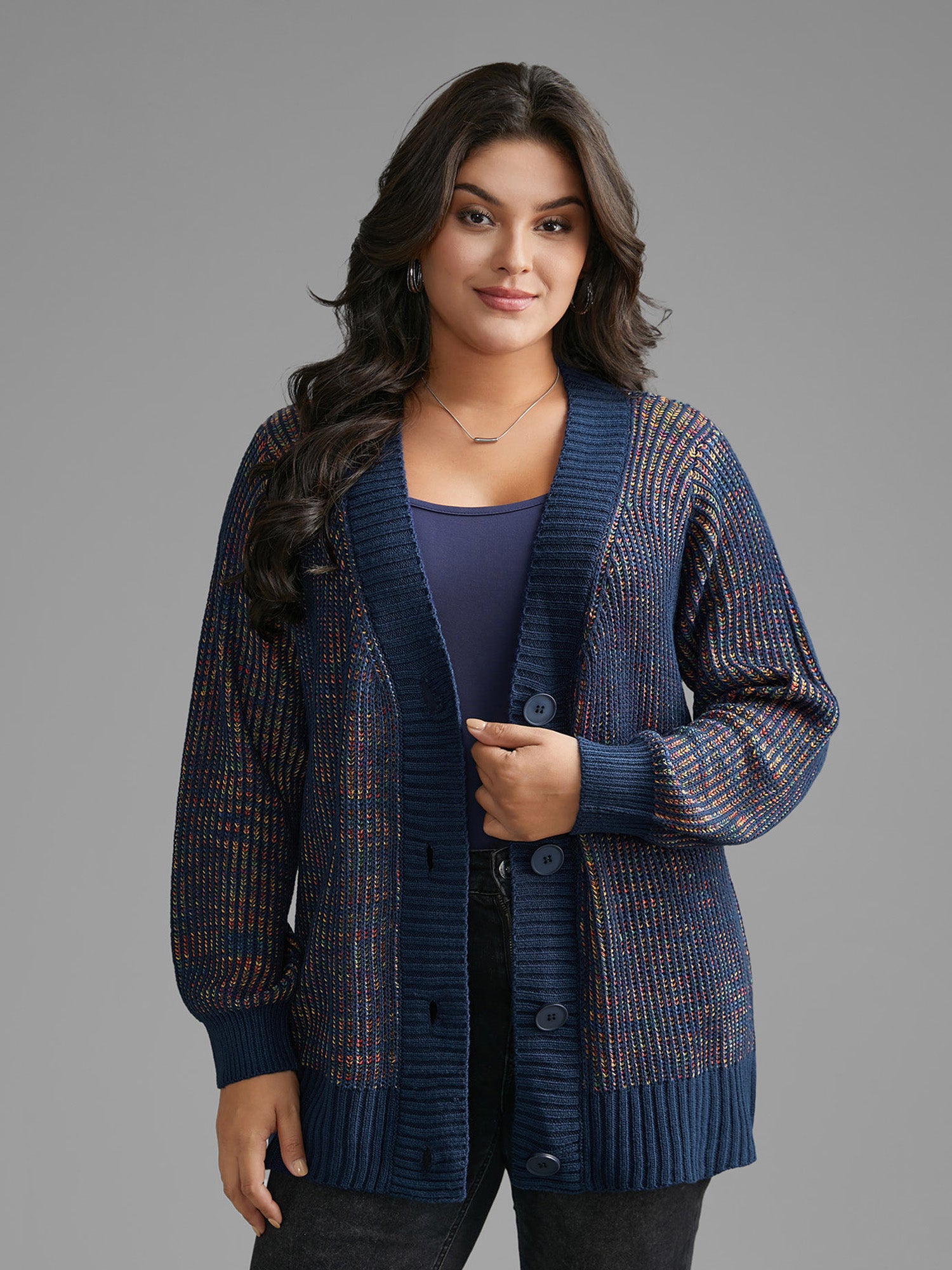 Heather Textured Button Up Cardigan