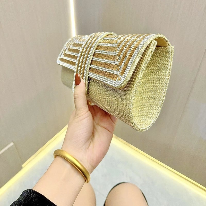 New Rhinestone Bag Flash Women's Clutch Chain Shoulder Crossbody Dinner Dress Bag Bridal Banquet Bag