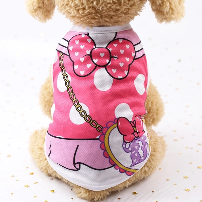 Cartoon Thin Fake Suspenders Vest Pet Dog Clothes 1 Pieces