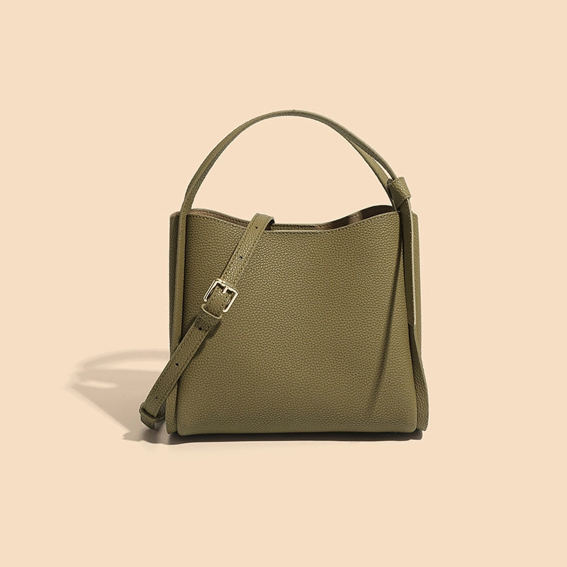 Bucket Bag For Women Genuine Leather High-grade Simple Portable Shoulder Bag Messenger Bag For Women