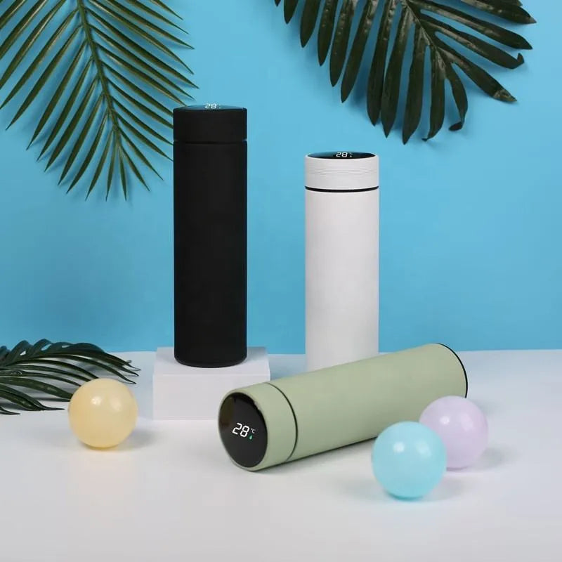 Smart Stainless Steel Water Bottle with LED Temperature Display - 500ml