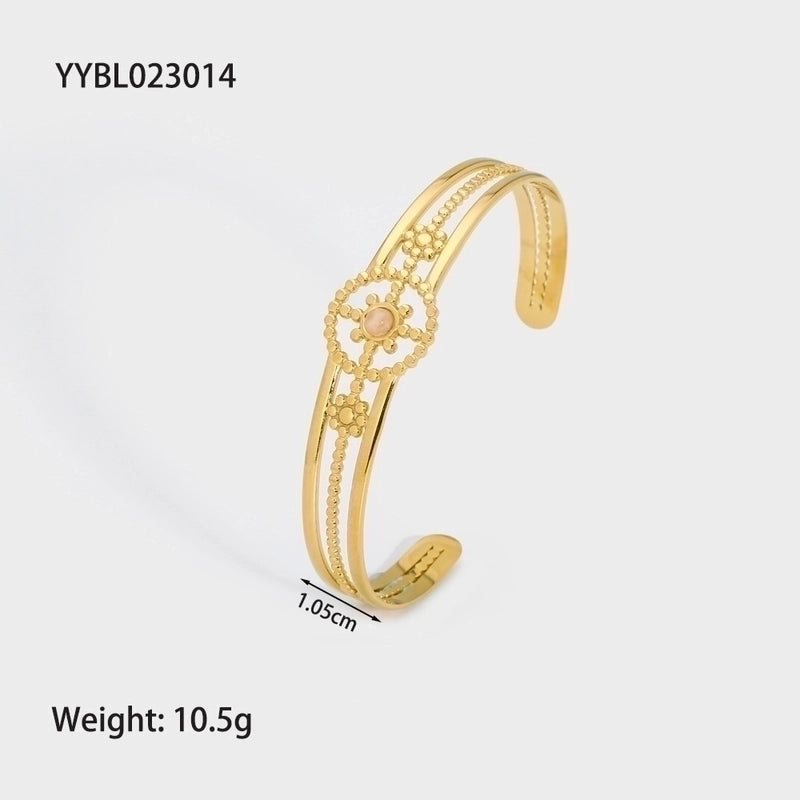 Modern Style Geometric Heart Shape Snake 304 Stainless Steel 18K Gold Plated Bangle In Bulk