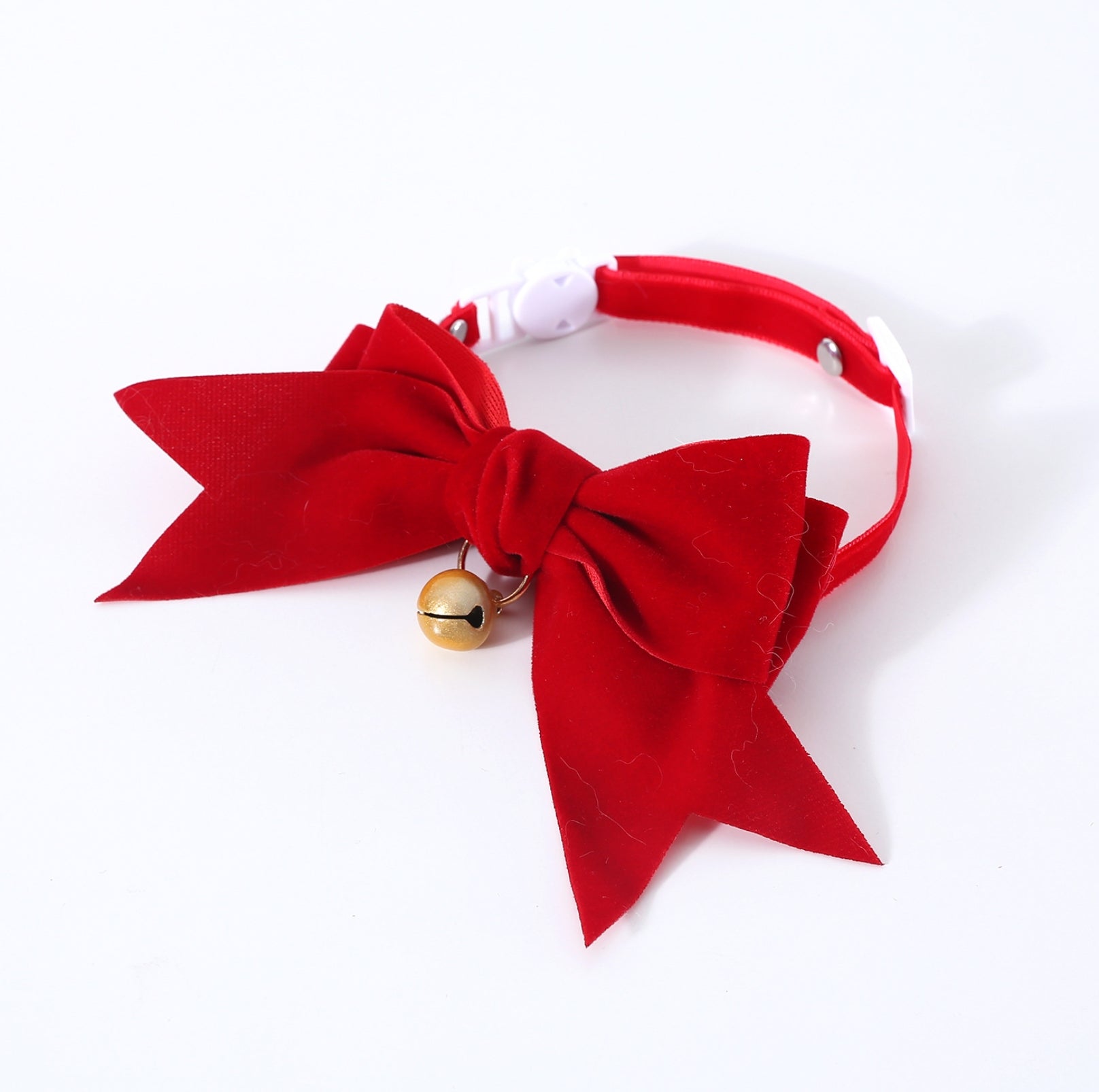 Velvet Bowtie Birthday Collar for Pets - Red with Bell