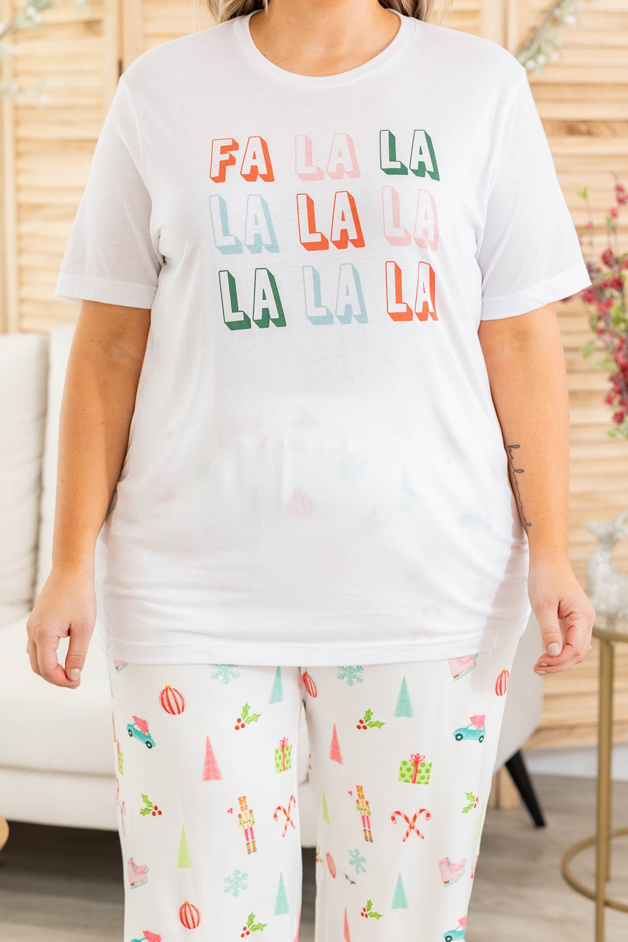 Fa La La Season Tee. White