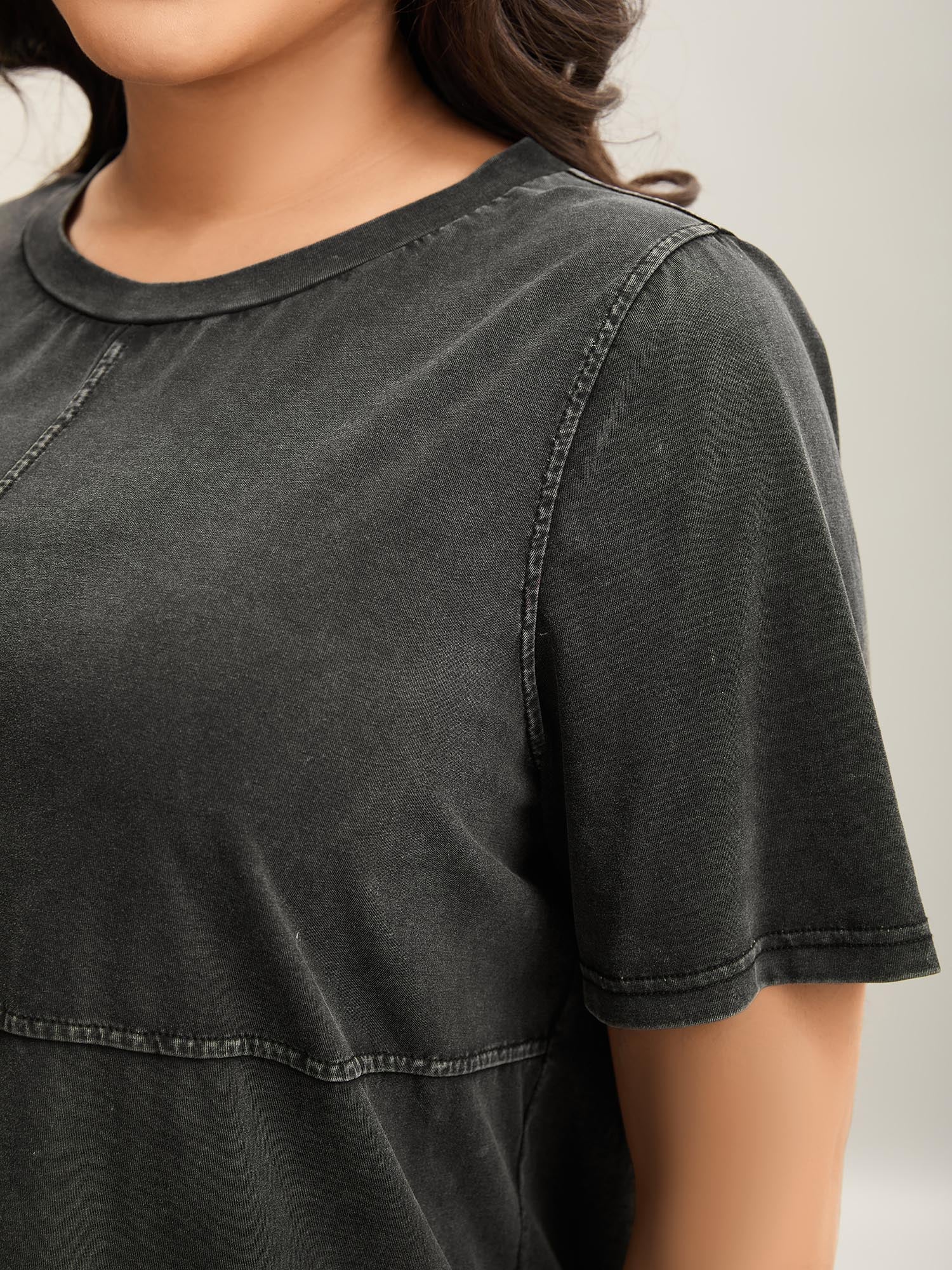 Crew Neck Vintage Plain T-Shirt
