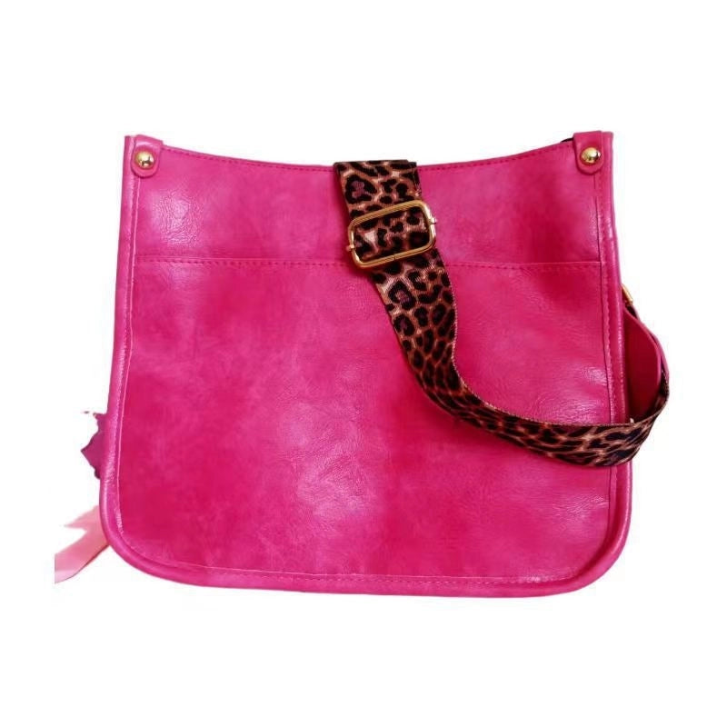 Women's Medium Pu Leather Solid Color Leopard Streetwear Zipper Crossbody Bag