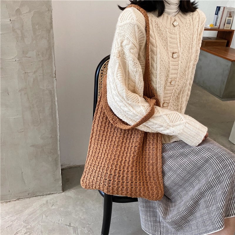 Women's Large All Seasons Yarn Basic Shoulder Bag