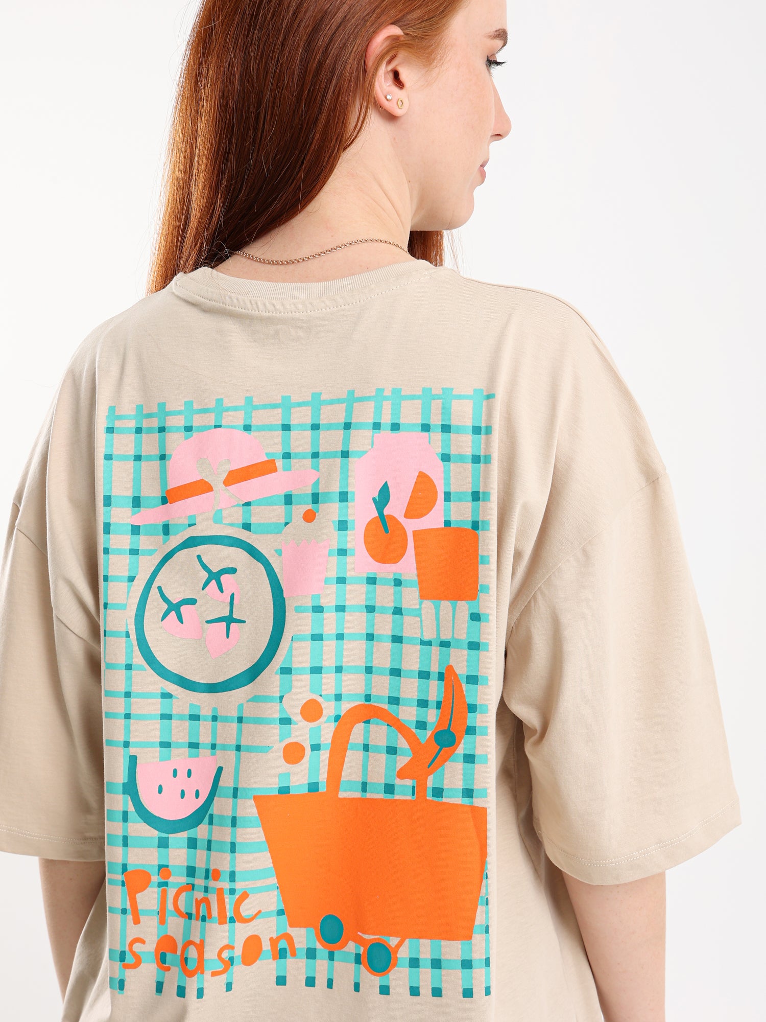 Picnic Print Oversized Tee