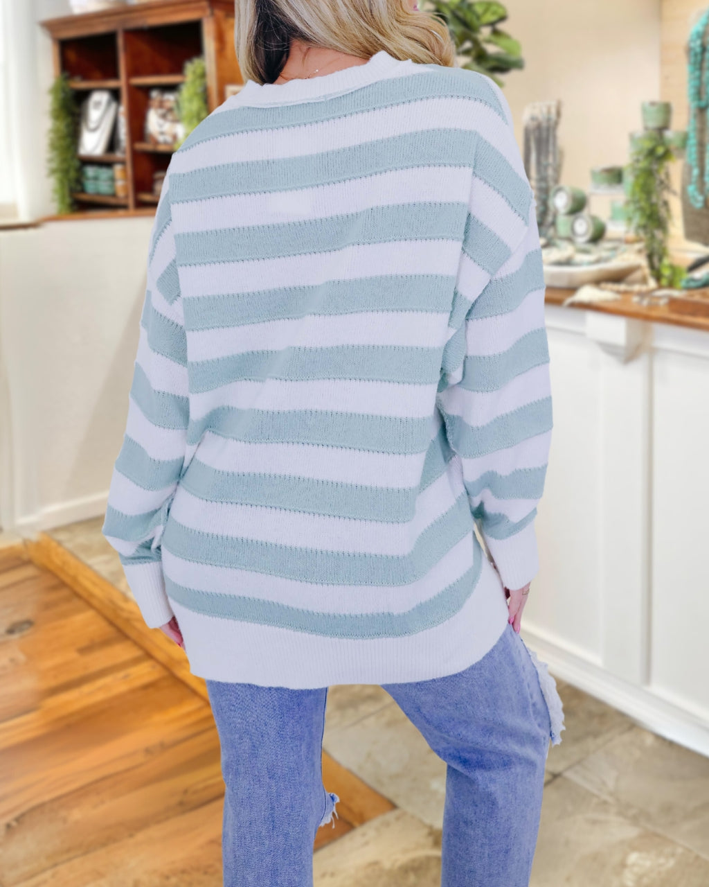 Cozy Textured Stripe Oversized Sweatshirt