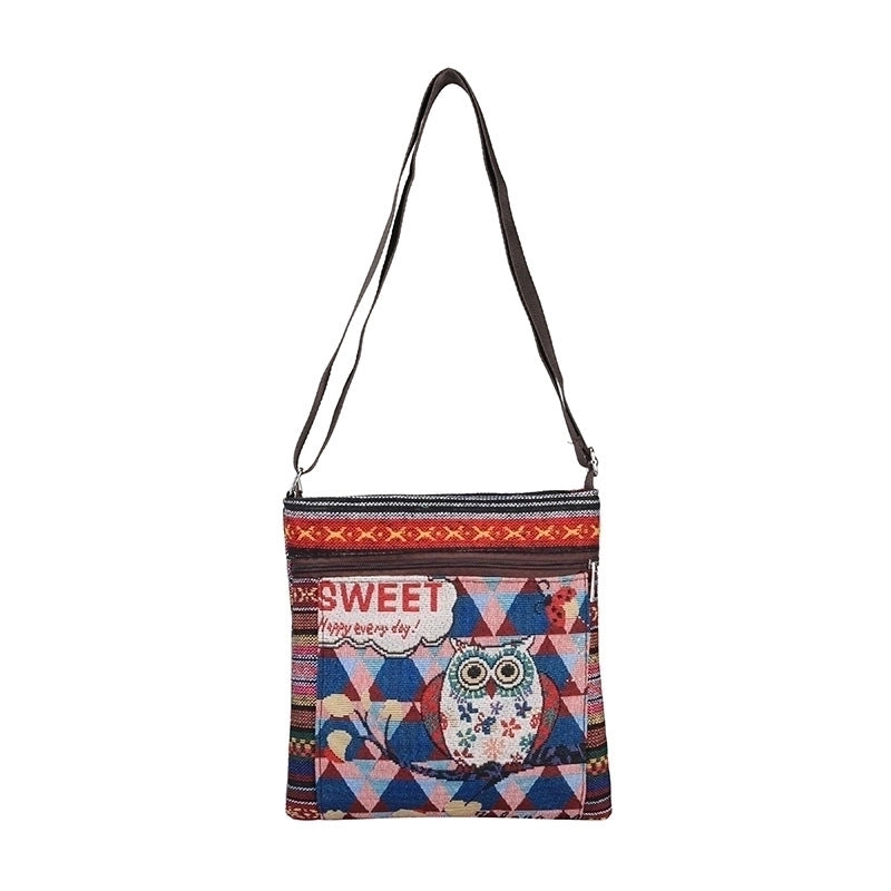 Women's Small Canvas Letter Basic Square Zipper Crossbody Bag