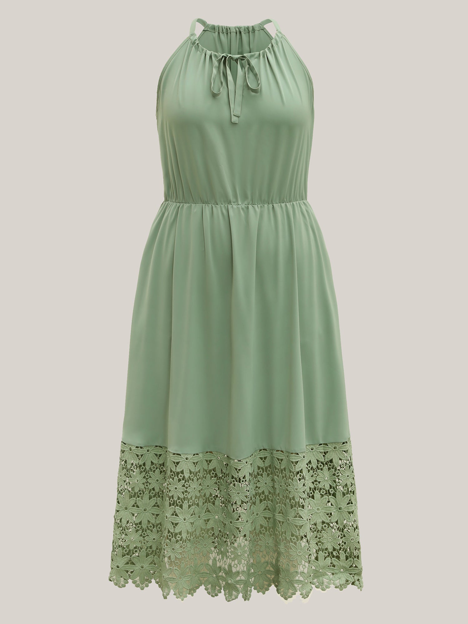 Lace Cut-Out Stretchy Waist Midi Dress