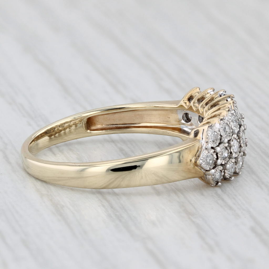 0.20ctw Diamond Cluster Ring 10k Yellow Gold Size 8.5 Wedding