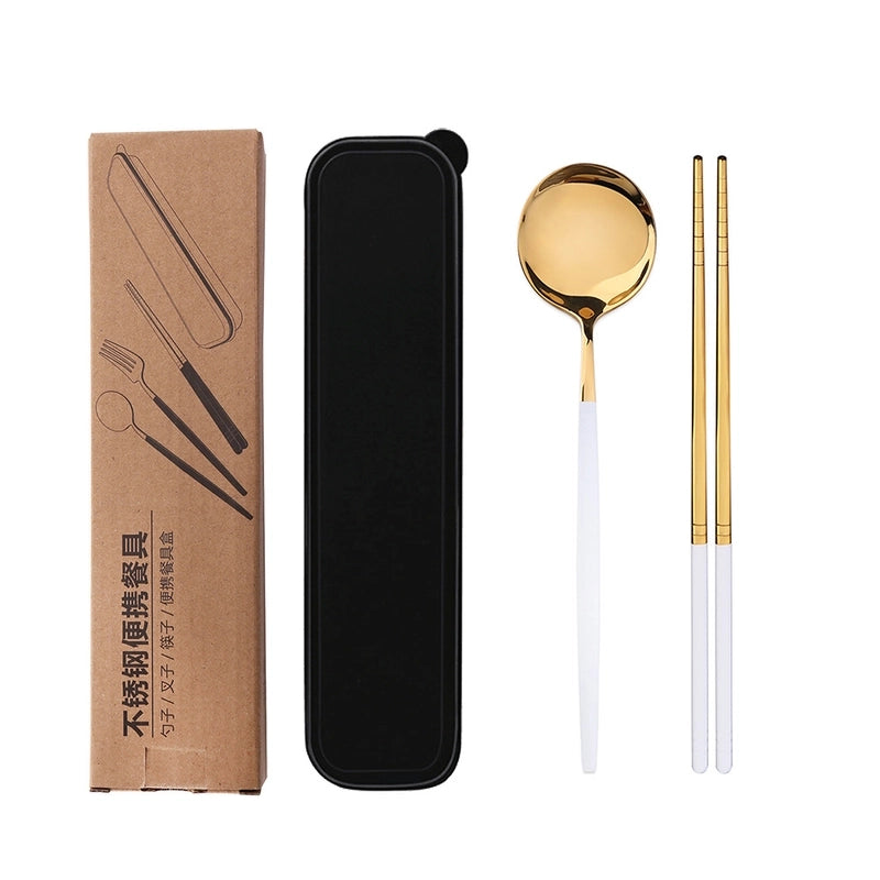 Casual Solid Color Stainless Steel Tableware 1 Set