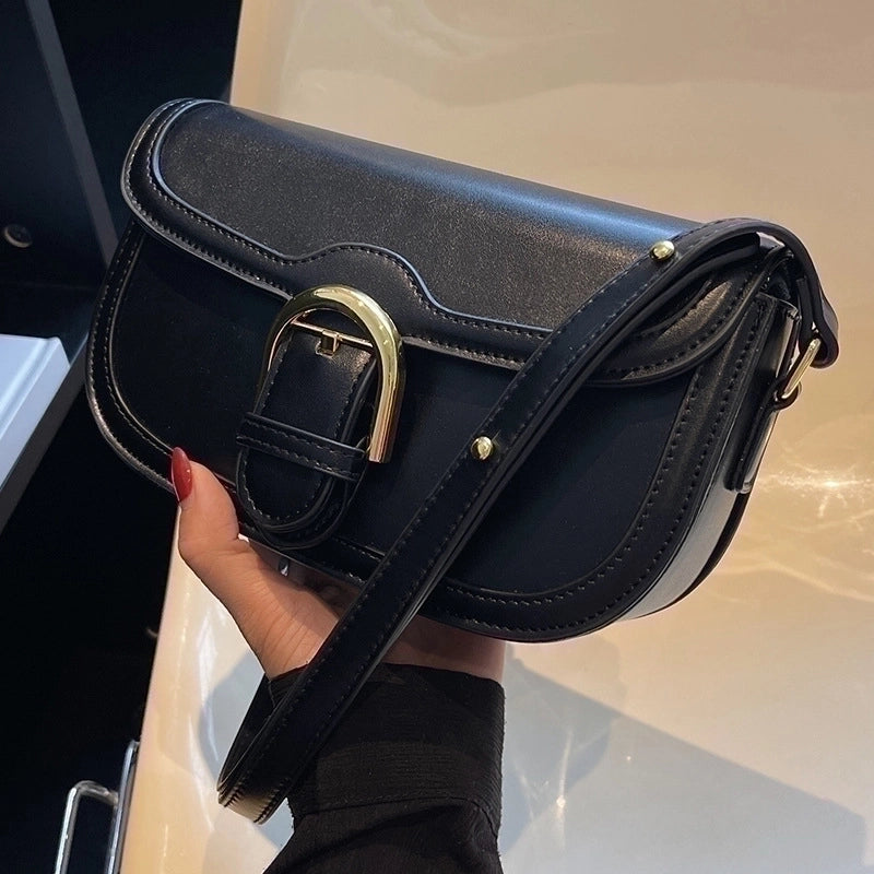 Women's Small All Seasons Pu Leather Streetwear Saddle Bag