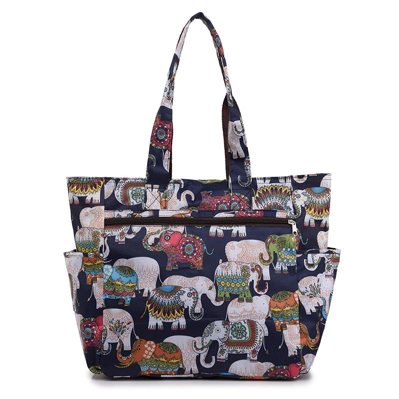 Women's Large Canvas Oxford Cloth Printing Vintage Style Classic Style Square Zipper Shoulder Bag