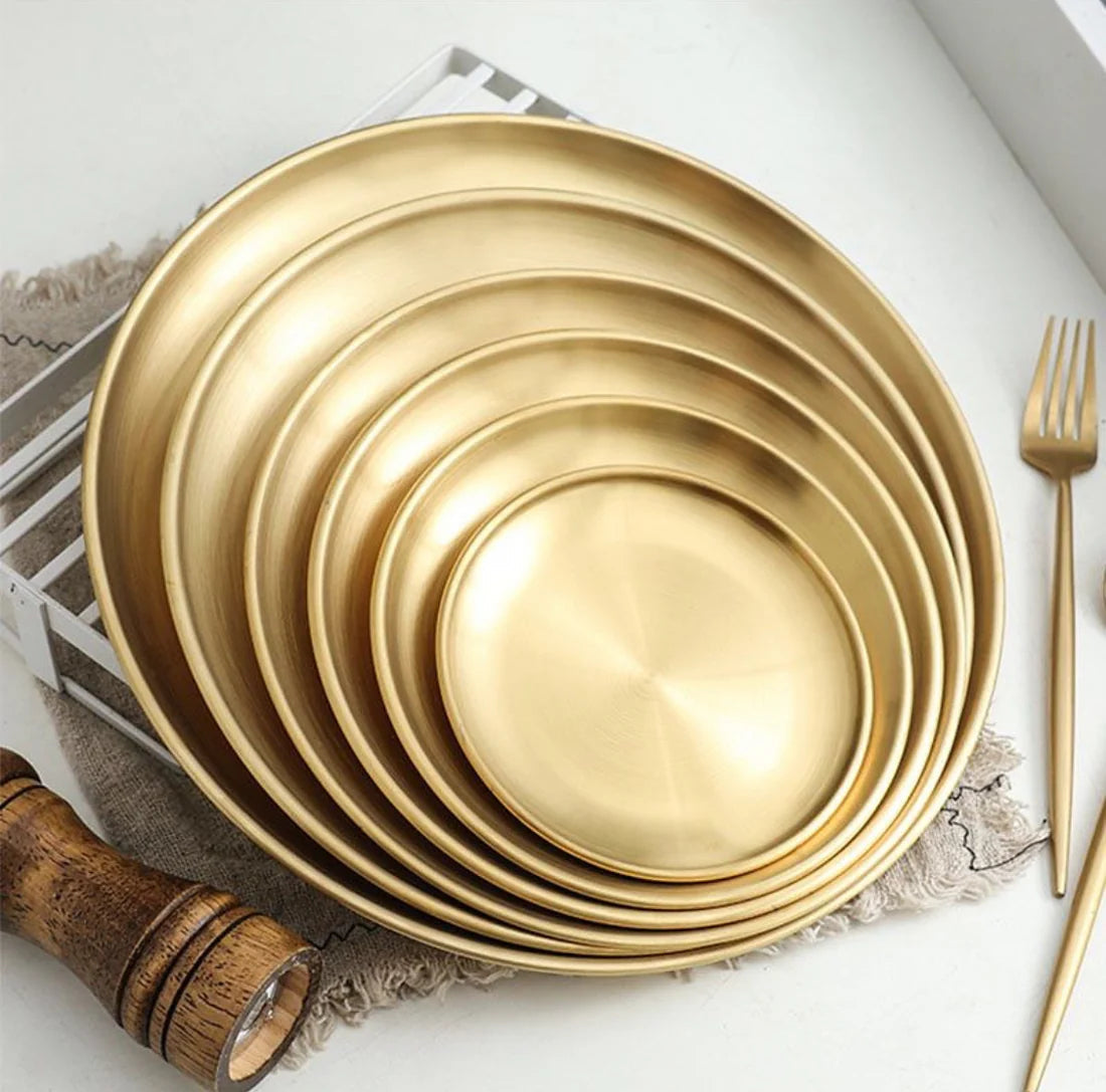 Luxurious SS Round Plate Gold 45 cm