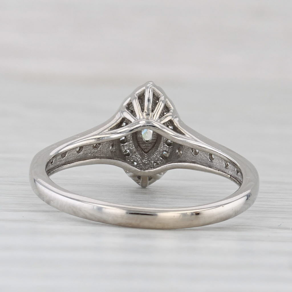 0.33ctw Diamond Marquise Halo Engagement Ring 14k White Gold Size 7