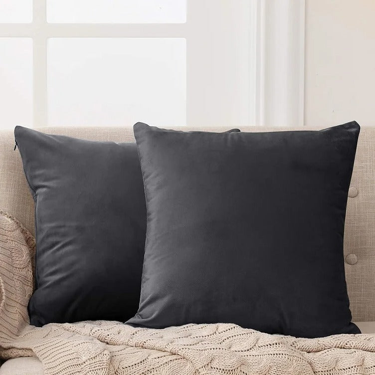 Charcoal-Velvet Cushion Covers