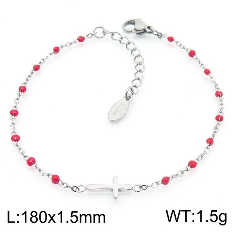 Minimalist Classic Style Cross Titanium Steel 18K Gold Plated Bracelets In Bulk