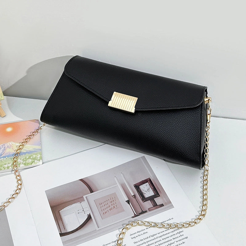 Women's Medium Pu Leather Solid Color Basic Square Magnetic Buckle Shoulder Bag Crossbody Bag