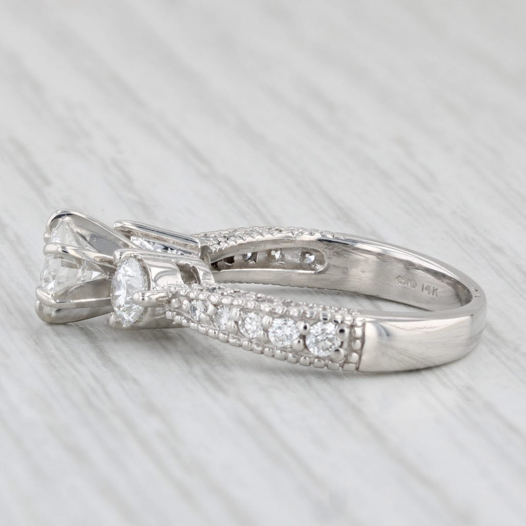 1.38ctw Round Diamond Engagement Ring 14k White Gold Size 5.5 3-Stone