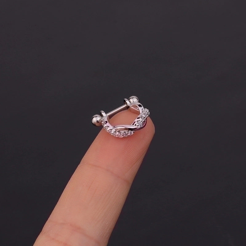 Ear Cartilage Rings & Studs Fashion U Shape 316L Stainless Steel  Copper Inlaid Zircon