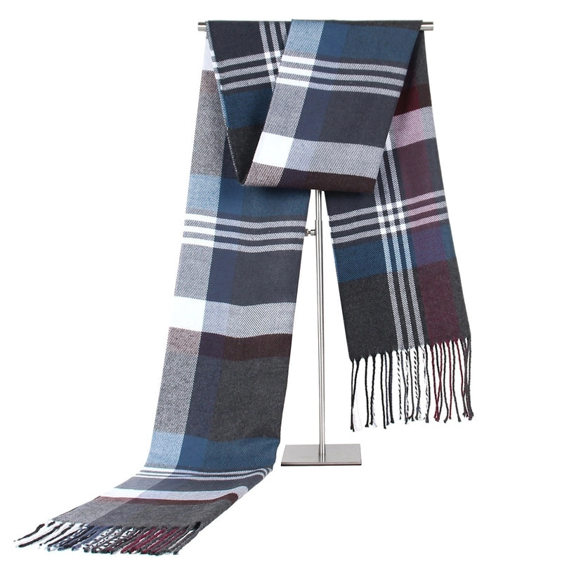 New Cashmere-like Warm Scarf Middle-aged And Elderly Striped Plaid Men's Scarf Gift Factory Direct Sales