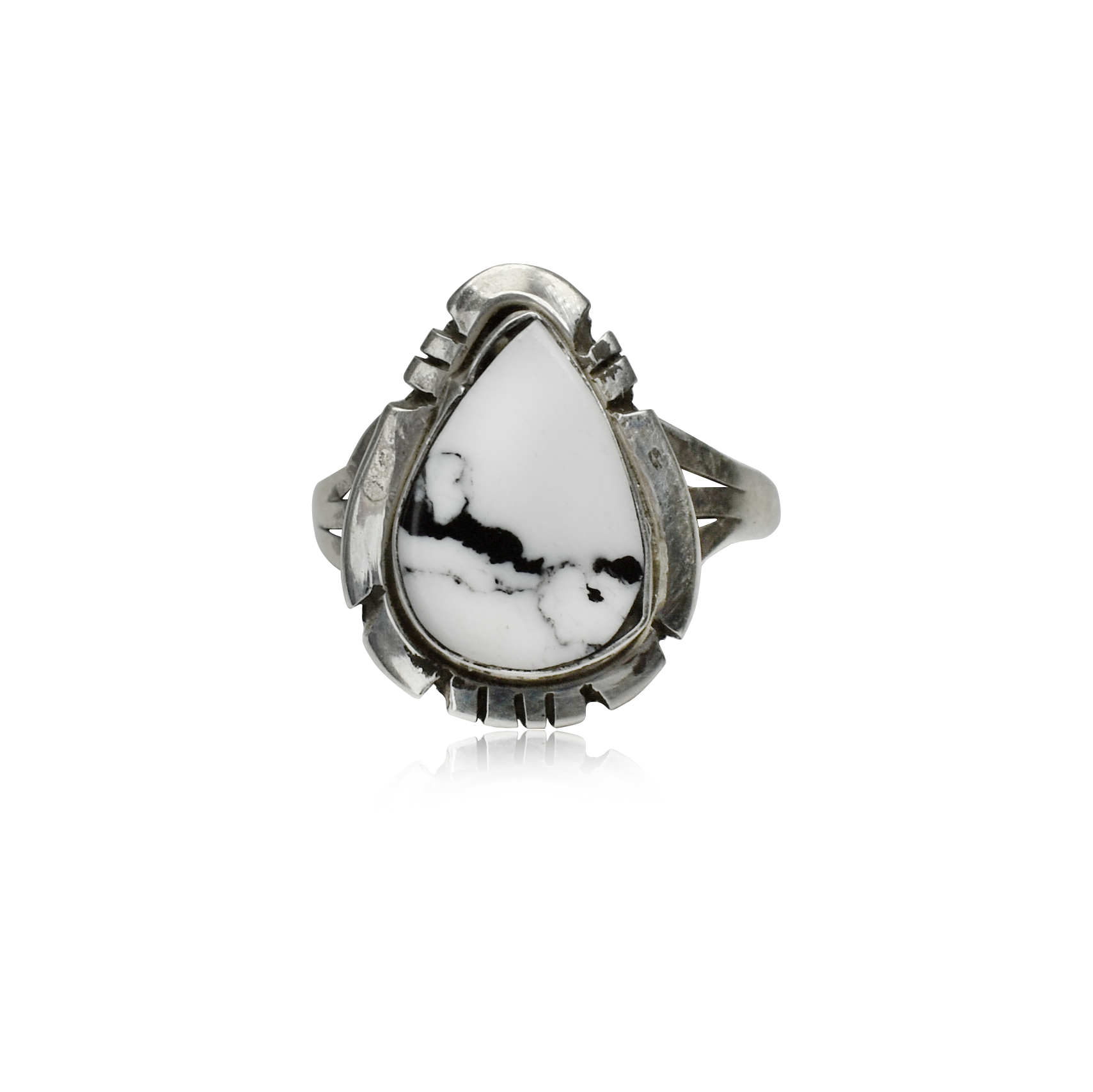 Light White Buffalo Teardrop Ring
