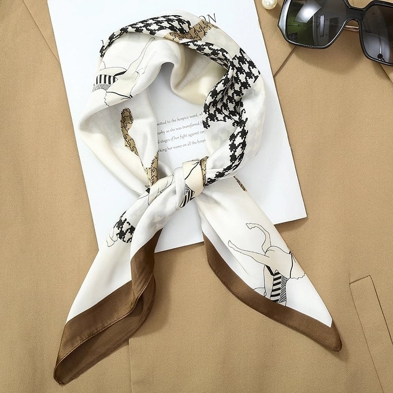 70*70  Striped Silk Scarf Women's Small Square Scarf  Versatile Professional Small Scarf Summer Thin Decorative Scarf